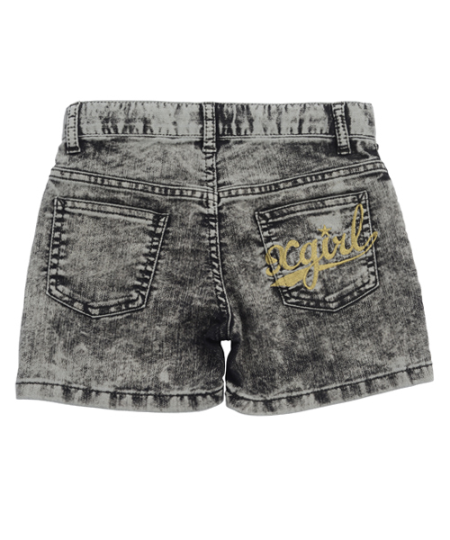 X-girl Stages（エックスガールステージス）の「EMBROIDERED  POCKET  BLEACH  HALF  JEAN (4T～7T)（デニムパンツ・キッズ・ブラック/インディゴブルー・4T/5T/6T/7T）」の14枚目の写真