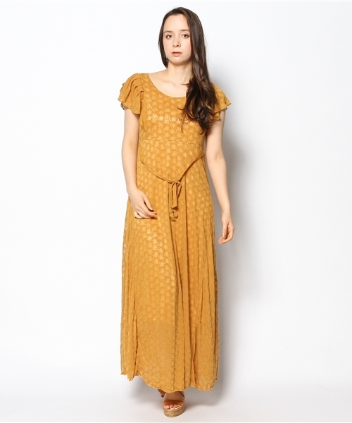 Soffitto ソフィット の Soffitto ヤシの木柄オパール天竺 ウエストリボン付マキシワンピース ワンピース Wear