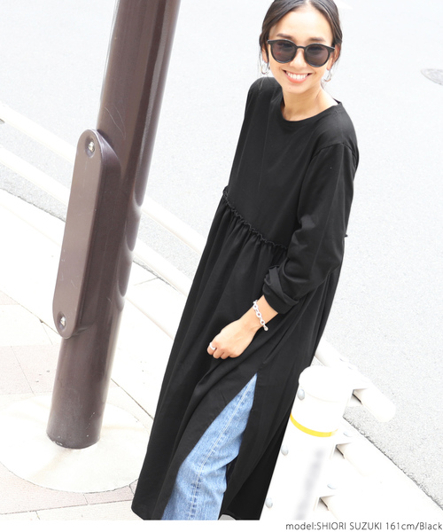 coca(coca)(コカ)の「異素材切り替えウエストフリルワンピース(ワンピース・レディース・ブラック・ONE SIZE)」の7枚目の写真
