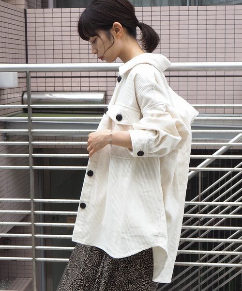 tiptop(ティップトップ)の「CPOビッグシャツジャケット(その他アウター・レディース・ブラウン/ブルー/アイボリー/A/B/グレイッシュベージュ・FREE)」の8枚目の写真