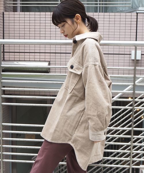 tiptop(ティップトップ)の「CPOビッグシャツジャケット(その他アウター・レディース・ブラウン/ブルー/アイボリー/A/B/グレイッシュベージュ・FREE)」の14枚目の写真