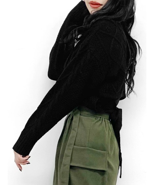 LVEU.（ラブユ.）の「Back ribbon cable knit / バックリボンケーブルニット（ニット/セーター）」 WEAR