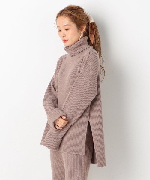 archives（アルシーヴ）の「【setupにも】タートルネックリブニットプルオーバー（ニット/セーター・レディース・ブラウン/アイボリー/ピンクベージュ・MEDIUM）」の3枚目の写真