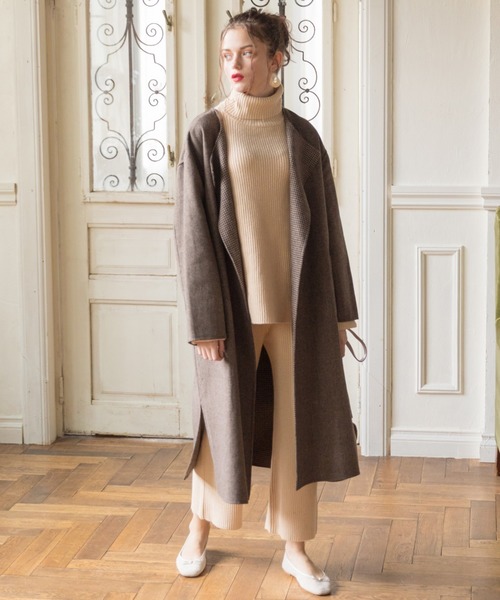 archives（アルシーヴ）の「【setupにも】タートルネックリブニットプルオーバー（ニット/セーター・レディース・ブラウン/アイボリー/ピンクベージュ・MEDIUM）」の4枚目の写真