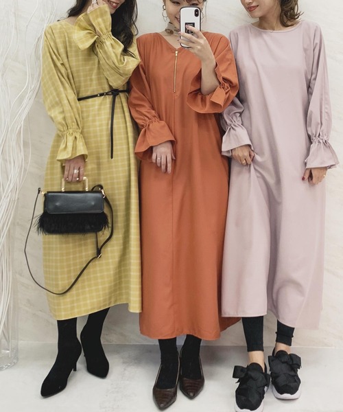 KOBE LETTUCE（コウベレタス）の「キャンディスリーブドルマンワンピース（ワンピース・レディース・ブラウン系その他/ブルー系その他/グレイッシュベージュ/レッド/ブラウン/カーキ/ブラック/オレンジ/ピンク系その他/イエロー系その他・M/S）」の10枚目の写真