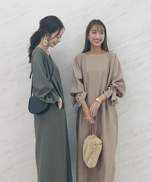 KOBE LETTUCE（コウベレタス）の「キャンディスリーブドルマンワンピース（ワンピース・レディース・ブラウン系その他/ブルー系その他/グレイッシュベージュ/レッド/ブラウン/カーキ/ブラック/オレンジ/ピンク系その他/イエロー系その他・M/S）」の12枚目の写真