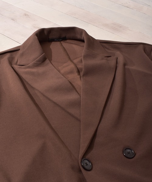 Bling Leads（ブリングリーズ）の「【Bk】梨地ルーズダブルテーラード（テーラードジャケット・メンズ・チャコールグレー/ブラック/ブラウン/ベージュ/ブルー/グレイッシュベージュ・FREE）」の8枚目の写真