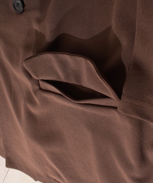 Bling Leads（ブリングリーズ）の「【Bk】梨地ルーズダブルテーラード（テーラードジャケット・メンズ・チャコールグレー/ブラック/ブラウン/ベージュ/ブルー/グレイッシュベージュ・FREE）」の9枚目の写真