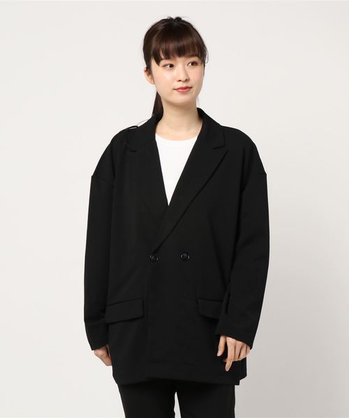 Bling Leads（ブリングリーズ）の「【Bk】梨地ルーズダブルテーラード（テーラードジャケット・メンズ・チャコールグレー/ブラック/ブラウン/ベージュ/ブルー/グレイッシュベージュ・FREE）」の12枚目の写真