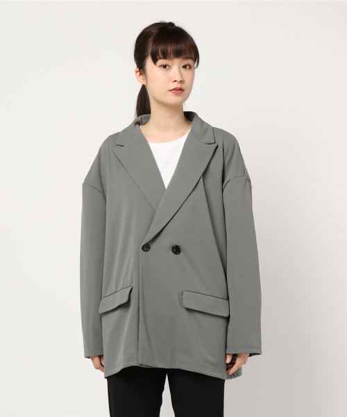 Bling Leads（ブリングリーズ）の「【Bk】梨地ルーズダブルテーラード（テーラードジャケット・メンズ・チャコールグレー/ブラック/ブラウン/ベージュ/ブルー/グレイッシュベージュ・FREE）」の13枚目の写真