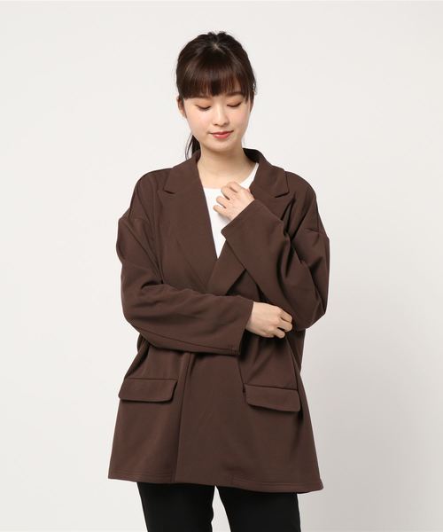 Bling Leads（ブリングリーズ）の「【Bk】梨地ルーズダブルテーラード（テーラードジャケット・メンズ・チャコールグレー/ブラック/ブラウン/ベージュ/ブルー/グレイッシュベージュ・FREE）」の14枚目の写真