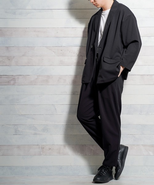 Bling Leads（ブリングリーズ）の「【Bk】梨地ルーズダブルテーラード（テーラードジャケット・メンズ・チャコールグレー/ブラック/ブラウン/ベージュ/ブルー/グレイッシュベージュ・FREE）」の18枚目の写真