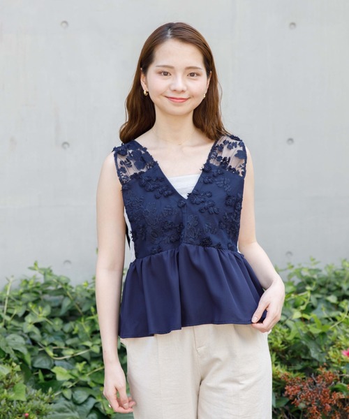 flower（フラワー）の「ボタニカルビスチェ（タンクトップ・レディース・ベージュ/ネイビー・FREE）」の9枚目の写真