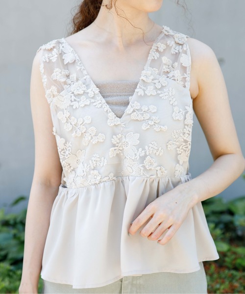 flower（フラワー）の「ボタニカルビスチェ（タンクトップ・レディース・ベージュ/ネイビー・FREE）」の18枚目の写真