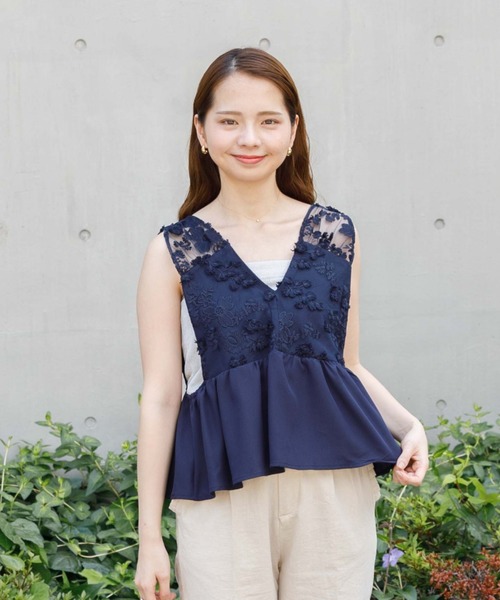 flower（フラワー）の「ボタニカルビスチェ（タンクトップ・レディース・ベージュ/ネイビー・FREE）」の21枚目の写真