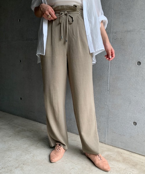 FUN.TRINITY(ファン トリニティー)の「リネンドロストパンツ(その他パンツ・レディース・アイボリー/ブラック/ベージュ/カーキ・FREE)」の4枚目の写真