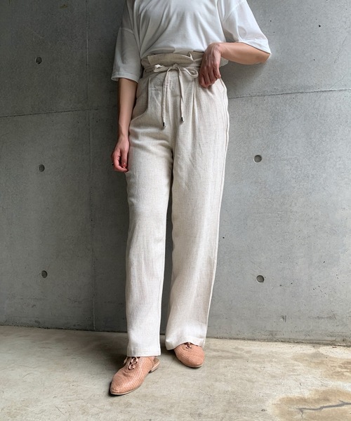 FUN.TRINITY(ファン トリニティー)の「リネンドロストパンツ(その他パンツ・レディース・アイボリー/ブラック/ベージュ/カーキ・FREE)」の2枚目の写真