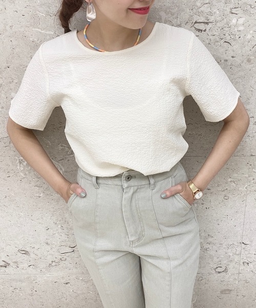 archives（アルシーヴ）の「2wayジャガードTee（シャツ/ブラウス・レディース・ブラウン/グリーン/パープル/アイボリー・MEDIUM）」の5枚目の写真