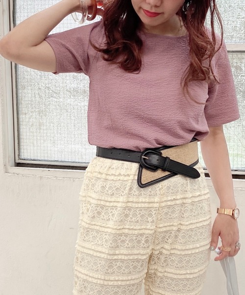 archives（アルシーヴ）の「2wayジャガードTee（シャツ/ブラウス・レディース・ブラウン/グリーン/パープル/アイボリー・MEDIUM）」の9枚目の写真