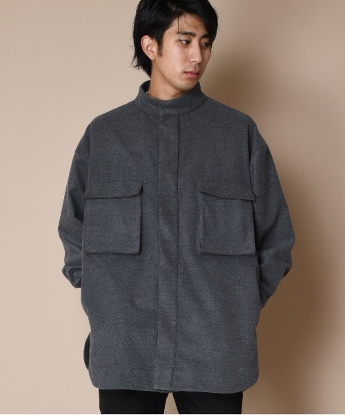 セール メルトンスタンドカラーシャツジャケット セットアップ対応 ユニセックス その他アウター Superthanks スーパーサンクス のファッション通販 Zozotown