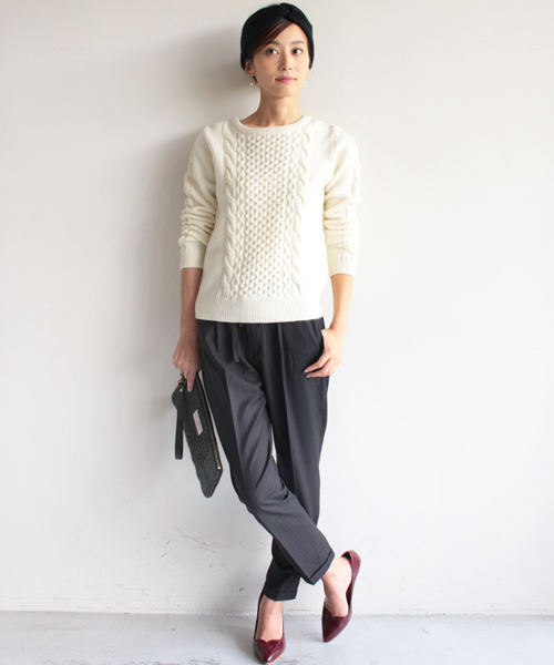 BEAUTY&YOUTH UNITED ARROWS(ビューティーアンドユースユナイテッドアローズ)の「BYBC ∵3Gケーブルクルーネックニット◆(ニット/セーター・レディース・ホワイト/グレー/ネイビー/ライトブルー/コバルトブルー・FREE)」の6枚目の写真