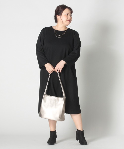 fleur by mint breeze(フルールバイミントブリーズ)の「【大きいサイズ」】裾スリットワンピース(ワンピース・レディース・ブラック/ダークグリーン・LL/3L/4L/5L/L)」の3枚目の写真