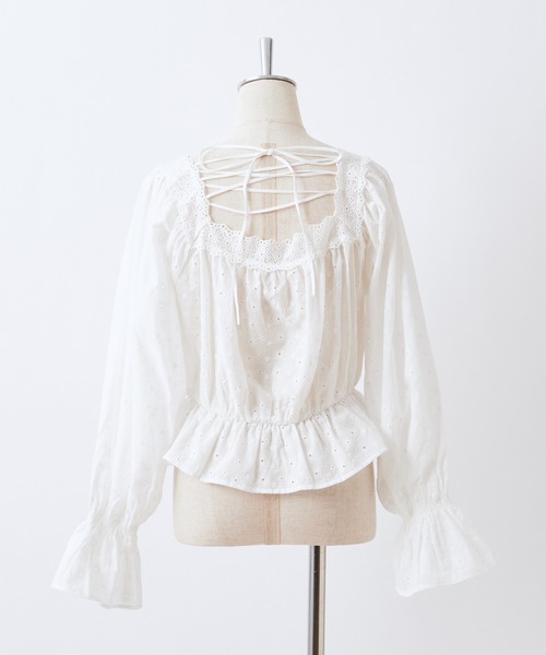 one after another NICE CLAUP（ワンアフターアナザーナイスクラップ）の「マスク付きコットンレースブラウス（シャツ/ブラウス・レディース・ブラック/オフホワイト/アイボリー・FREE）」の9枚目の写真