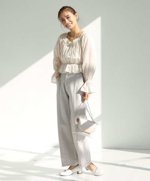 one after another NICE CLAUP（ワンアフターアナザーナイスクラップ）の「マスク付きコットンレースブラウス（シャツ/ブラウス・レディース・ブラック/オフホワイト/アイボリー・FREE）」の8枚目の写真