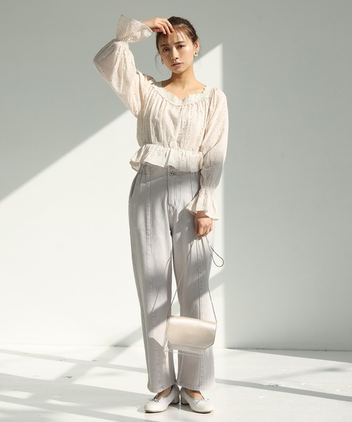 one after another NICE CLAUP（ワンアフターアナザーナイスクラップ）の「マスク付きコットンレースブラウス（シャツ/ブラウス・レディース・ブラック/オフホワイト/アイボリー・FREE）」の12枚目の写真