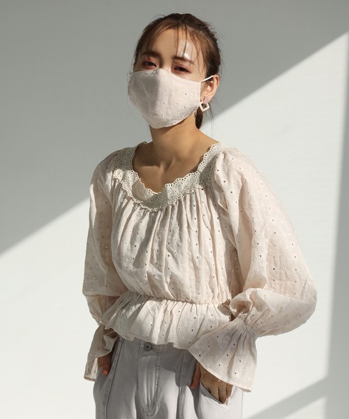 one after another NICE CLAUP（ワンアフターアナザーナイスクラップ）の「マスク付きコットンレースブラウス（シャツ/ブラウス・レディース・ブラック/オフホワイト/アイボリー・FREE）」の11枚目の写真