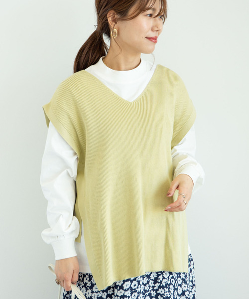 Sugar spoon(シュガースプーン)の「・SUGAR SPOON SET2点ロンT×リブベスト*(ベスト・レディース・ピンク/ミント/イエロー/アイボリー・FREE)」の4枚目の写真