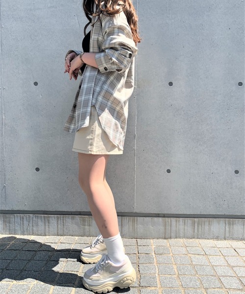 WEGO（ウィゴー）の「WEGO/【2点セット】アシメタンクセットチェックビッグシルエットシャツ（シャツ/ブラウス・レディース・ブラック系その他/グレー系その他・FREE）」の6枚目の写真