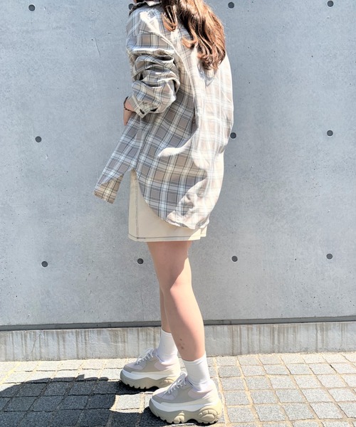 WEGO（ウィゴー）の「WEGO/【2点セット】アシメタンクセットチェックビッグシルエットシャツ（シャツ/ブラウス・レディース・ブラック系その他/グレー系その他・FREE）」の5枚目の写真