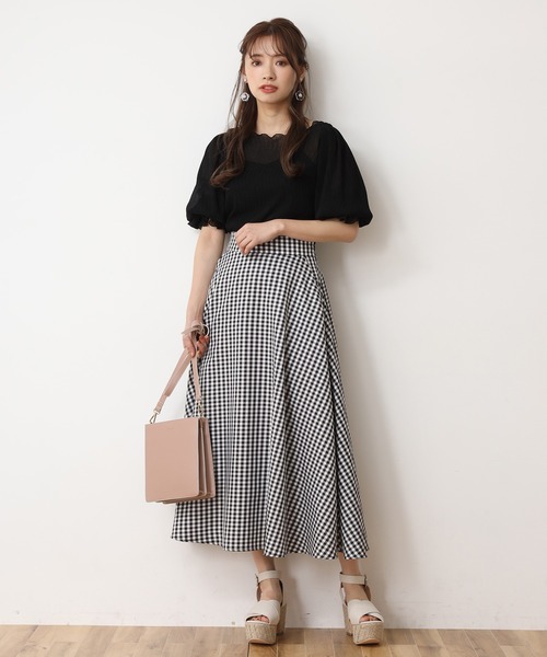 one after another NICE CLAUP（ワンアフターアナザーナイスクラップ）の「【Web限定】シャツ×フレアスカートセットアップ（ワンピース・レディース・オフホワイト/ブラック系その他/ブルー系その他/パープル・FREE）」の9枚目の写真