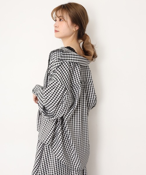 one after another NICE CLAUP（ワンアフターアナザーナイスクラップ）の「【Web限定】シャツ×フレアスカートセットアップ（ワンピース・レディース・オフホワイト/ブラック系その他/ブルー系その他/パープル・FREE）」の18枚目の写真