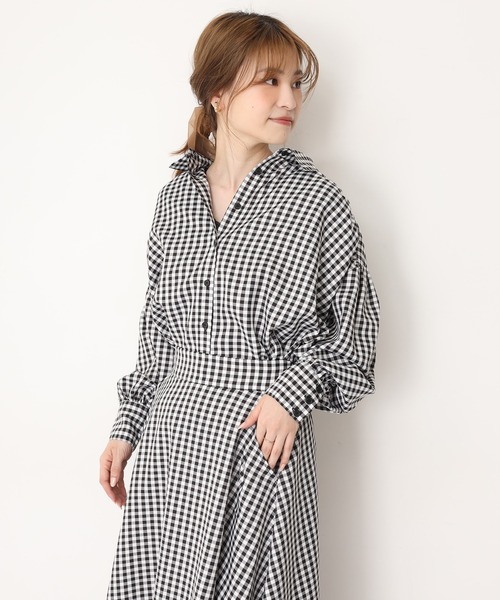one after another NICE CLAUP（ワンアフターアナザーナイスクラップ）の「【Web限定】シャツ×フレアスカートセットアップ（ワンピース・レディース・オフホワイト/ブラック系その他/ブルー系その他/パープル・FREE）」の8枚目の写真