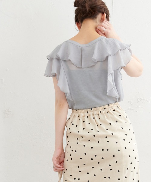 natural couture（ナチュラルクチュール）の「ふんわりラッフルデザインブラウス（シャツ/ブラウス・レディース・ブラック/その他1/その他2/オフホワイト/ライトグレー・FREE）」の20枚目の写真