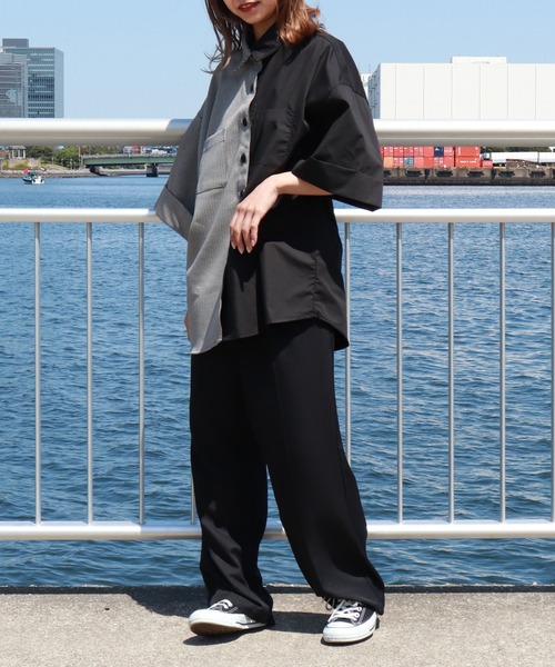 kutir（クティール）の「アレンジチェックシャツ（シャツ/ブラウス・レディース・ライトブルー/ブラック/ベージュ/オレンジ/グリーン・FREE）」の10枚目の写真