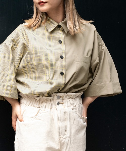 kutir（クティール）の「アレンジチェックシャツ（シャツ/ブラウス・レディース・ライトブルー/ブラック/ベージュ/オレンジ/グリーン・FREE）」の14枚目の写真