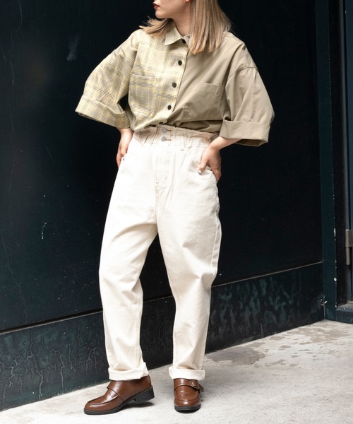 kutir（クティール）の「アレンジチェックシャツ（シャツ/ブラウス・レディース・ライトブルー/ブラック/ベージュ/オレンジ/グリーン・FREE）」の18枚目の写真