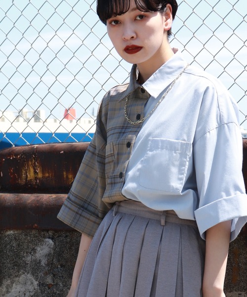 kutir（クティール）の「アレンジチェックシャツ（シャツ/ブラウス・レディース・ライトブルー/ブラック/ベージュ/オレンジ/グリーン・FREE）」の13枚目の写真