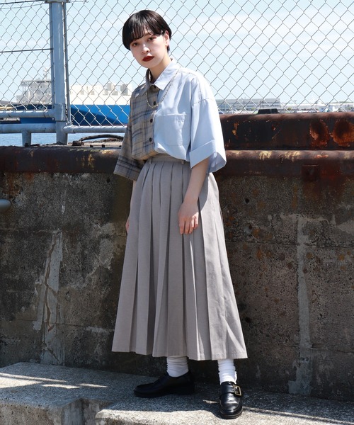 kutir（クティール）の「アレンジチェックシャツ（シャツ/ブラウス・レディース・ライトブルー/ブラック/ベージュ/オレンジ/グリーン・FREE）」の15枚目の写真