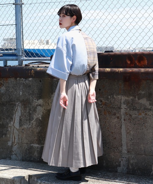 kutir（クティール）の「アレンジチェックシャツ（シャツ/ブラウス・レディース・ライトブルー/ブラック/ベージュ/オレンジ/グリーン・FREE）」の17枚目の写真