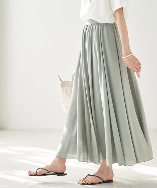 ROPE' PICNIC（ロペピクニック）の「楊柳ギャザーフレアスカート（スカート・レディース・ブラック/ベージュ/ライトグリーン/キャメル・38）」の4枚目の写真