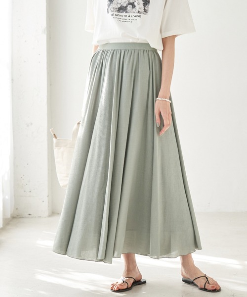 ROPE' PICNIC（ロペピクニック）の「楊柳ギャザーフレアスカート（スカート・レディース・ブラック/ベージュ/ライトグリーン/キャメル・38）」の6枚目の写真