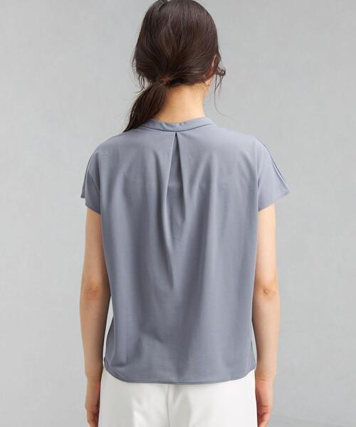 green label relaxing（グリーンレーベルリラクシング）の「D ライトポンチ スタンドネック フリル フレンチ スリーブ プルオーバー カットソー（Tシャツ/カットソー・レディース・コバルトブルー/ホワイト/ダークグレー・FREE）」の6枚目の写真