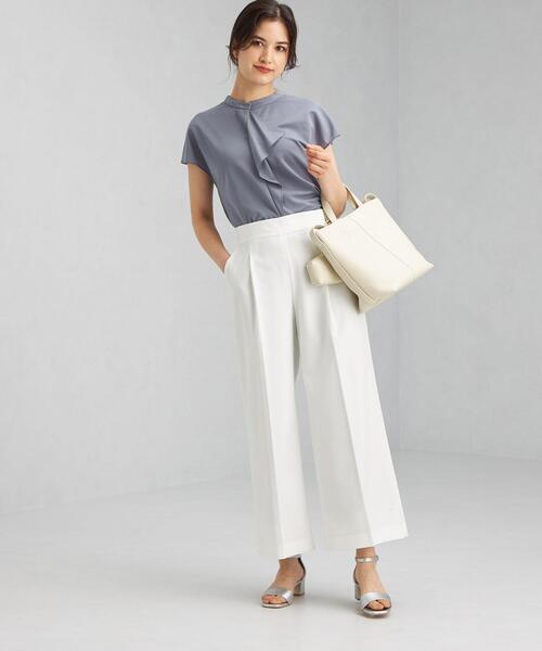 green label relaxing（グリーンレーベルリラクシング）の「D ライトポンチ スタンドネック フリル フレンチ スリーブ プルオーバー カットソー（Tシャツ/カットソー・レディース・コバルトブルー/ホワイト/ダークグレー・FREE）」の7枚目の写真