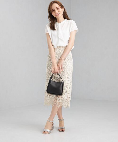 green label relaxing（グリーンレーベルリラクシング）の「D ライトポンチ スタンドネック フリル フレンチ スリーブ プルオーバー カットソー（Tシャツ/カットソー・レディース・コバルトブルー/ホワイト/ダークグレー・FREE）」の8枚目の写真