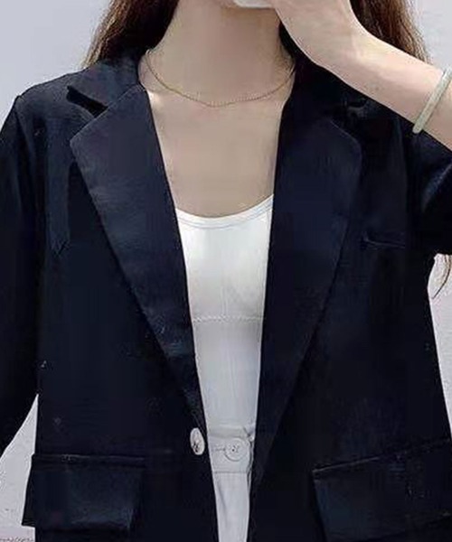 SPIGA（スピーガ）の「7分袖シンプルテーラーJK（テーラードジャケット・レディース・ホワイト/ブラック・FREE）」の6枚目の写真