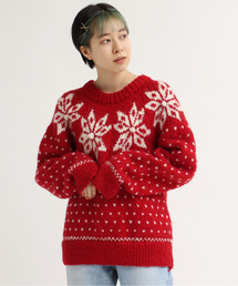 CHILD WOMAN | ネパールギルボックス雪柄求心プルオーバー(ニット/セーター)